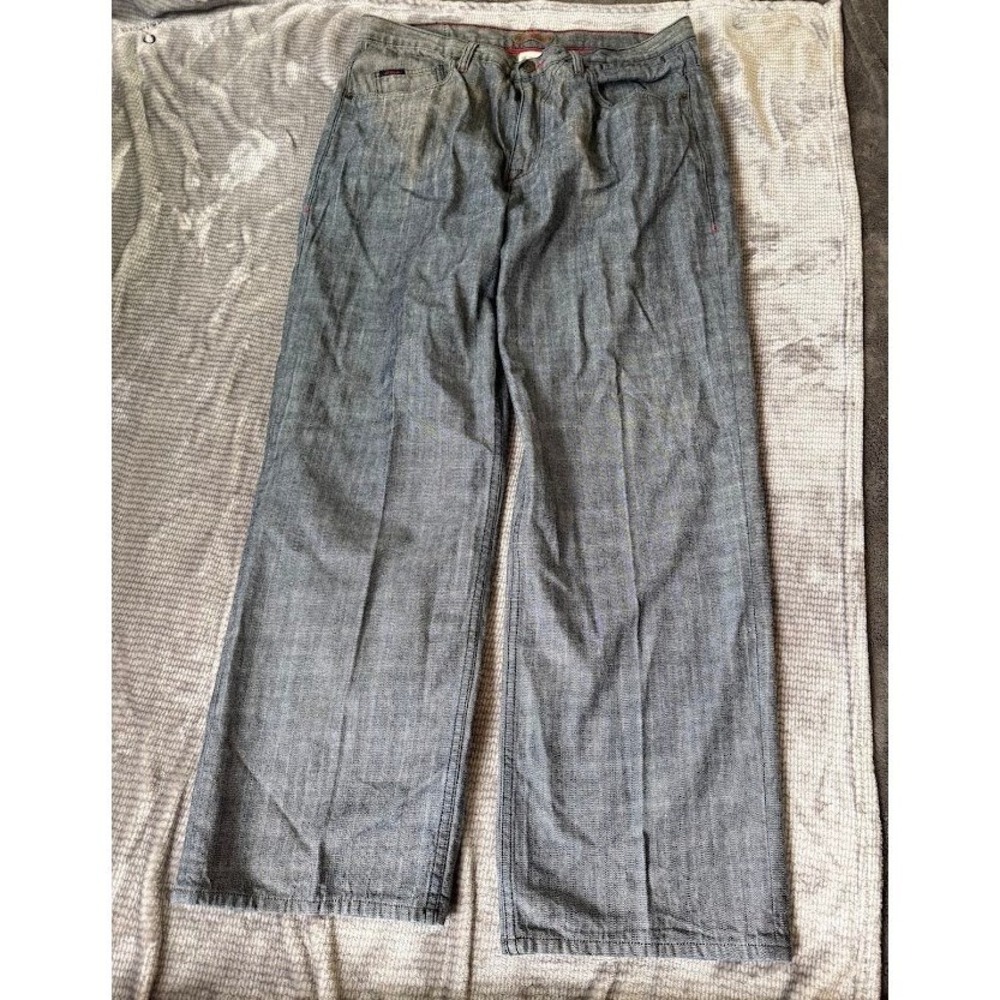G-Unit Denim Company Mens Grey Baggy Wide Leg Baggy Jeans 38x34 Y2K 50 Cent